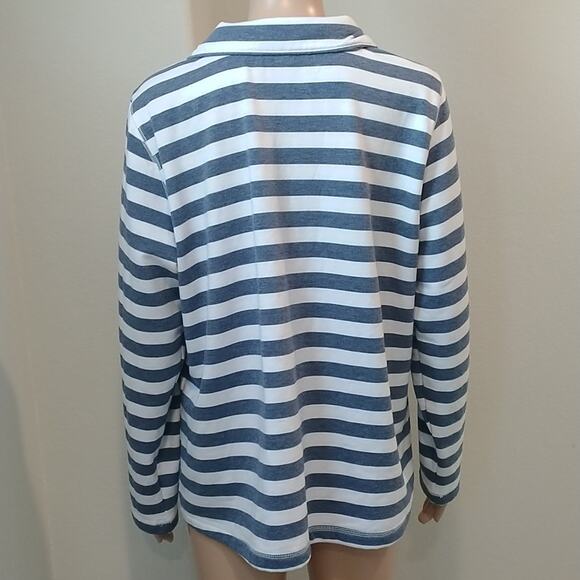 Croft & Barrow White/Blue/Grey Striped Pullover Sweater - Picture 5 of 6